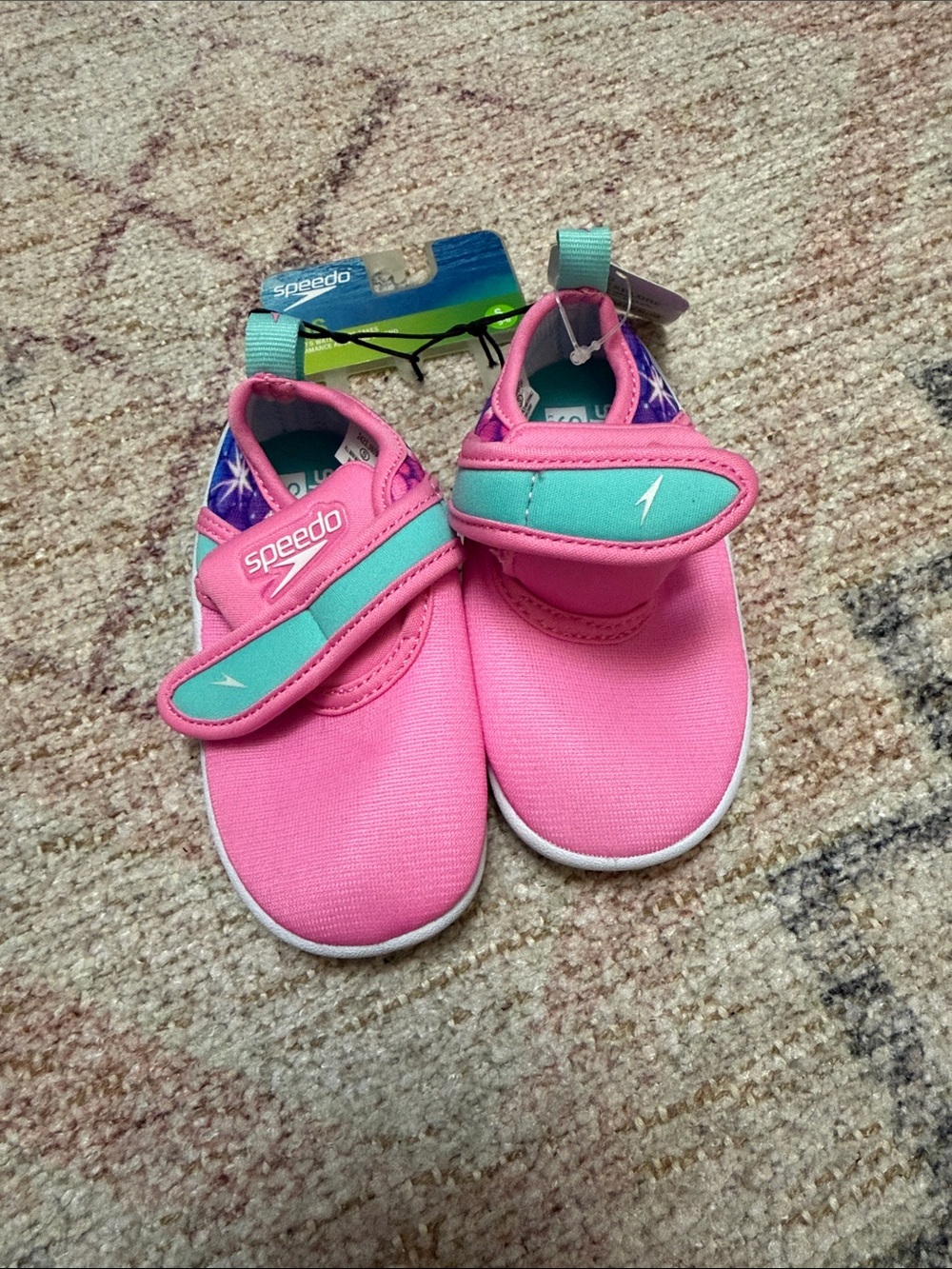 Speedo Kids Pink and Teal Hook-and-Loop Water Shoes